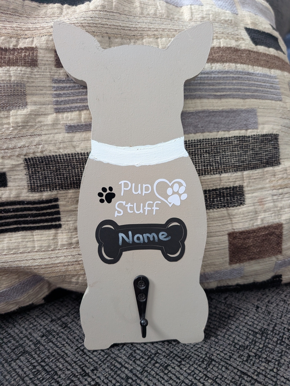 Customizable Beige 'Pup Stuff' Dog Leash and Accessory Holder